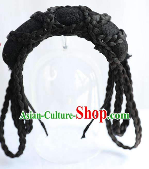 Chinese Jin Dynasty Noble Lady Wig Hairpiece Quality Wig Sheath China Ancient Cosplay Princess Wigs Chignon Hair Clasp