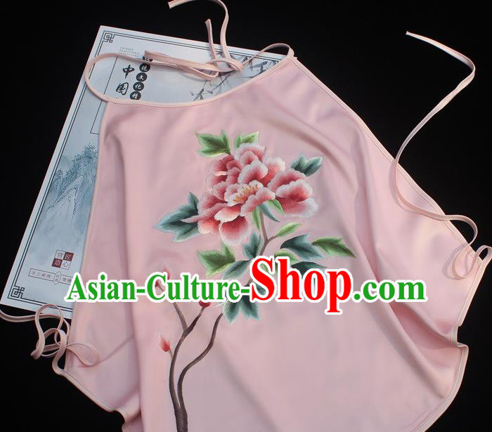 Chinese Embroidered Pink Silk Bellyband Female Underwear Suzhou Embroidery Clothing