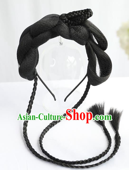 Chinese Song Dynasty Princess Wig Hairpiece Quality Wig Sheath China Ancient Cosplay Palace Lady Wigs Chignon Hair Clasp