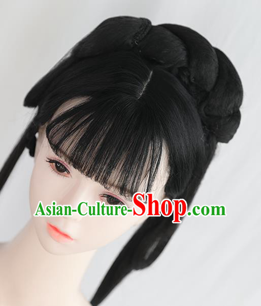 Chinese Song Dynasty Patrician Lady Bangs Wigs Best Quality Wigs China Cosplay Wig Chignon Ancient Princess Wig Sheatha