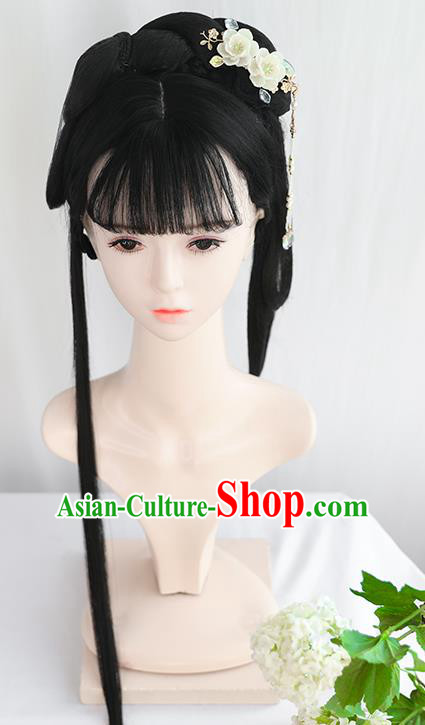 Chinese Song Dynasty Patrician Lady Bangs Wigs Best Quality Wigs China Cosplay Wig Chignon Ancient Princess Wig Sheath