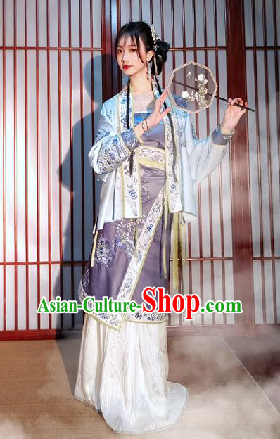 Ancient China Nobility Lady Embroidered Hanfu Dress Traditional Song Dynasty Court Princess Historical Costumes Complete Set