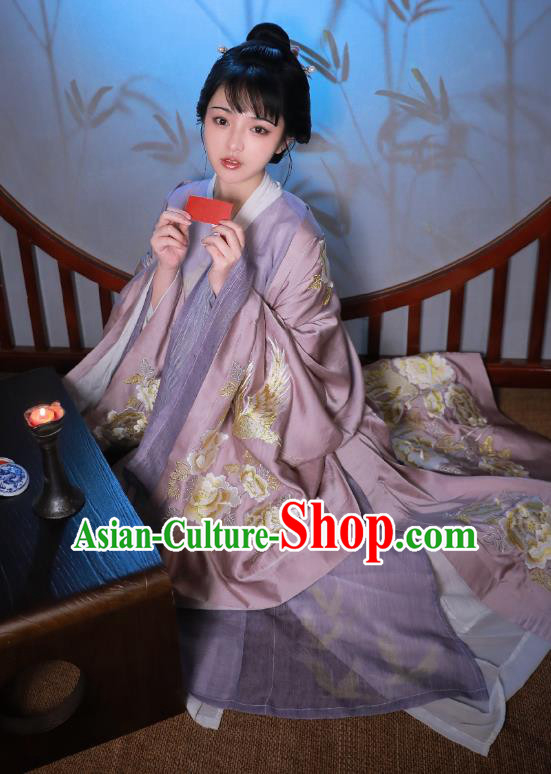 China Ancient Royal Princess Embroidered Hanfu Dress Traditional Ming Dynasty Nobility Lady Historical Costumes Full Set