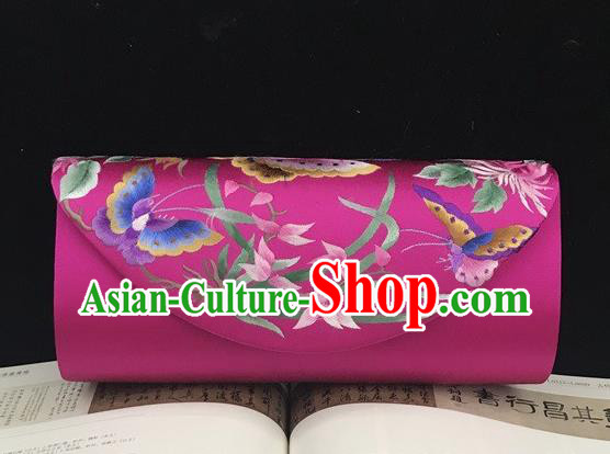 Traditional China National Chain Bag Handmade Suzhou Embroidery Orchids Handbag Purple Silk Clutch Bag