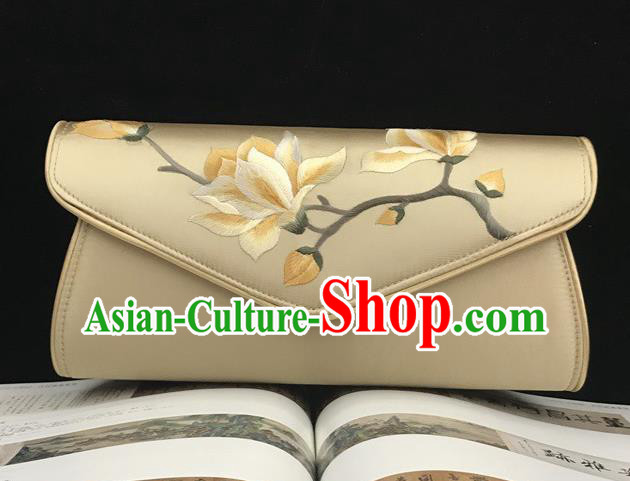 China National Chain Bag Cheongsam Exquisite Evening Bag Handmade Suzhou Embroidery Champagne Silk Handbag