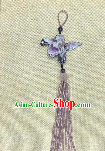 China Traditional Suzhou Embroidery Pendant Lilac Tassel Accessories National Cheongsam Brooch