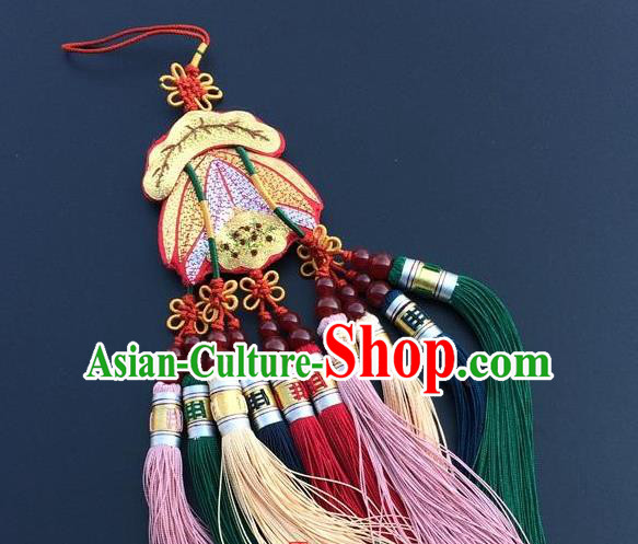 Traditional China Embroidery Golden Lotus Craft Embroidered Car Pendant