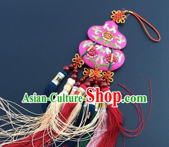 China Embroidery Rosy Gourd Tassel Pendant New Year Decoration Traditional Embroidered Car Accessories