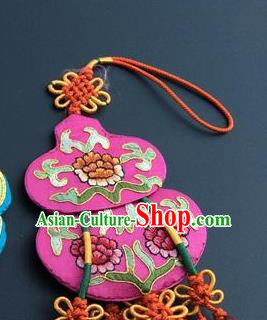 China Embroidery Rosy Gourd Tassel Pendant New Year Decoration Traditional Embroidered Car Accessories