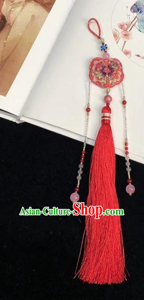 China National Cheongsam Accessories Traditional Suzhou Embroidery Red Tassel Brooch Pendant