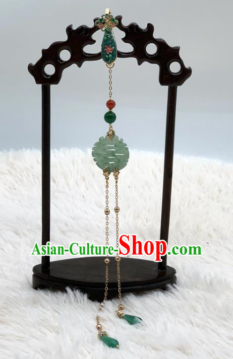 China Handmade Aventurine Brooch National Women Accessories Cheongsam Tassel Pendant