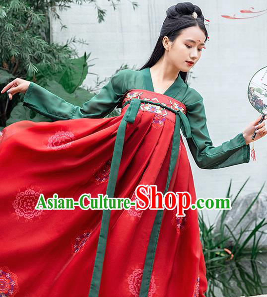 China Ancient Court Maid Clothing Tang Dynasty Country Women Hanfu Dress Traditional Apparels