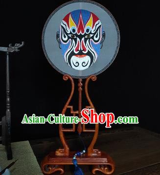 China Beijing Opera Round Fan Handmade Facial Makeup Fans Suzhou Embroidery Silk Fan