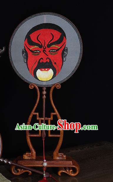 China Handmade Round Fan Suzhou Embroidery Red Facial Makeup Fans Silk Fan