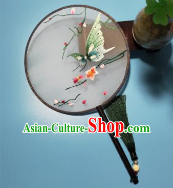 China Embroidered Silk Fan Traditional Hanfu Stage Show Palace Fan Handmade Suzhou Embroidery Butterfly Fan