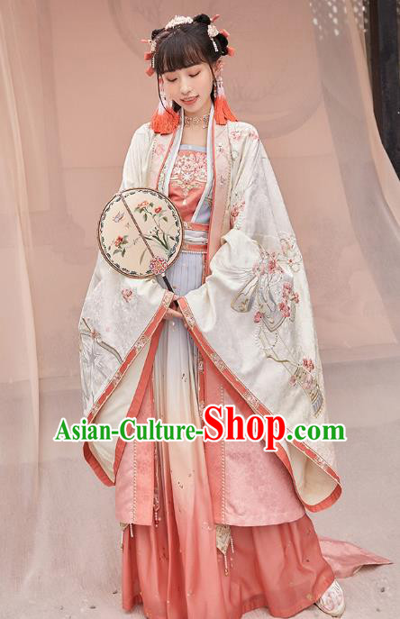 China Traditional Court Infanta Hanfu Clothing Ancient Song Dynasty Princess Embroidered Costumes