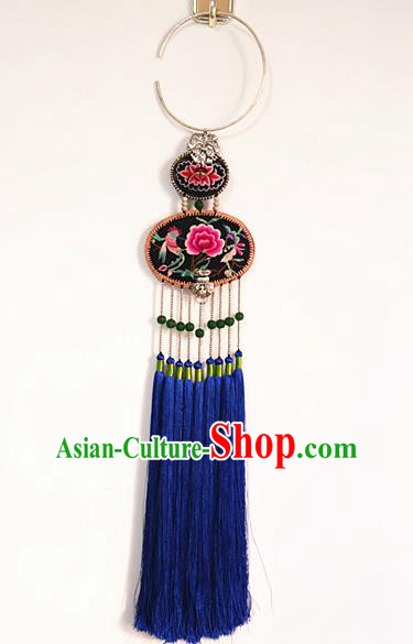 Traditional China Handmade Silver Necklace Ethnic Embroidered Necklet Miao Nationality Rattan Accessories