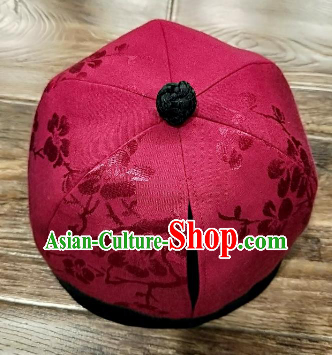 China National Hair Accessories Skullcap Women Classical Butterfly Pattern Rosy Silk Cap