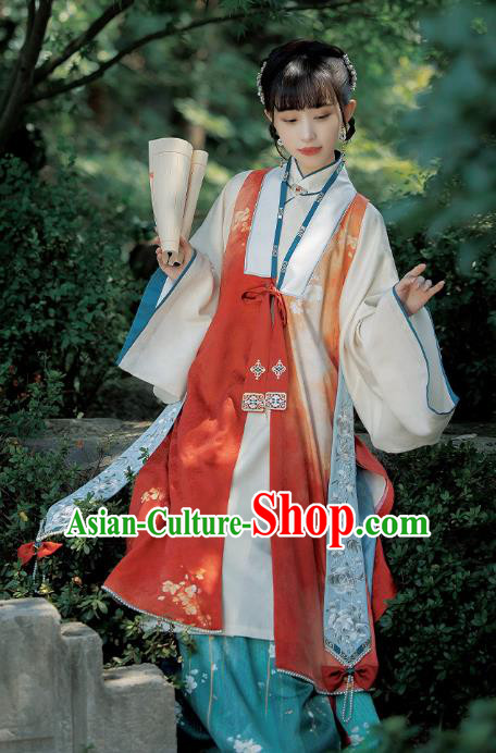 Ancient China Noble Beauty Costumes Traditional Ming Dynasty Royal Princess Hanfu Dress Full Set