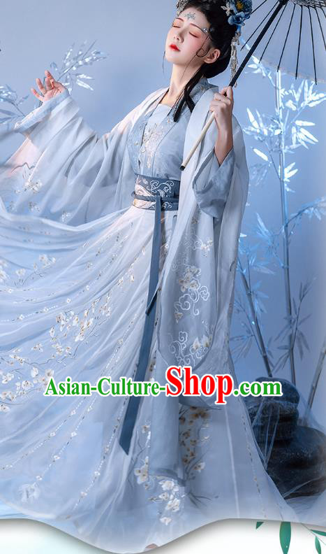 China Ancient Court Beauty Embroidered Costume Traditional Tang Dynasty Princess Hanfu Clothing for Women