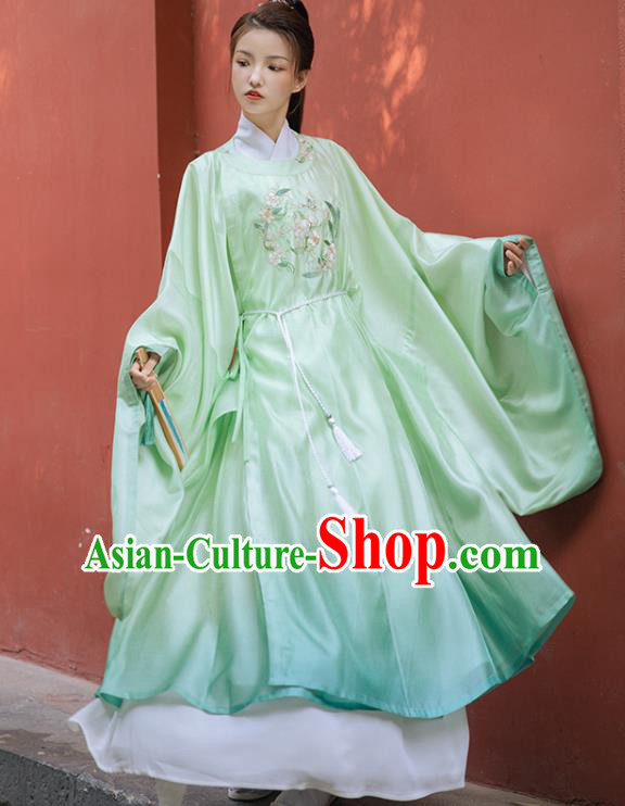 Chinese Ancient Ming Dynasty Scholar Embroidered Robe Traditional Hanfu Apparels Historical Costumes for Men