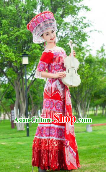 Top Quality China Yao Ethnic Wedding Dress Apparels Guizhou Minority Bride Costumes Festival Celebration Dance Clothing and Headwear