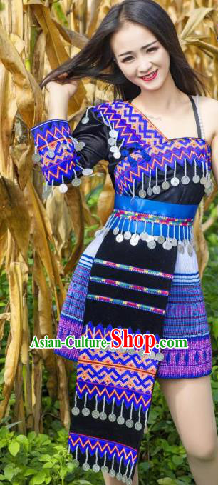 China Minority Nationality Stage Show Clothing Wenshan Miao Ethnic Traditional Costumes