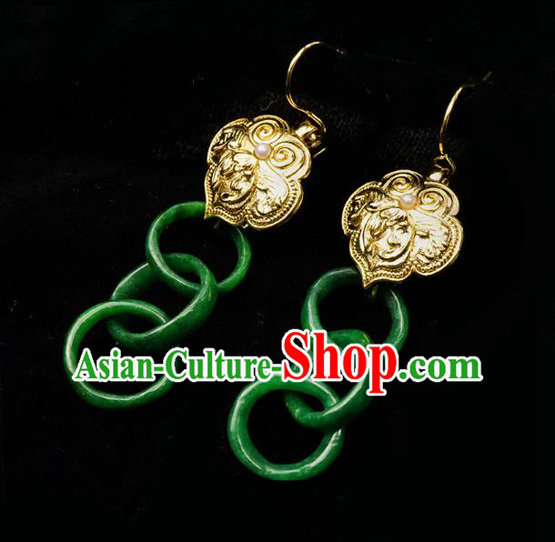 Top Grade Chinese Classical Pearl Earrings Traditional Cheongsam Accessories Handmade Jade Ear Jewelry