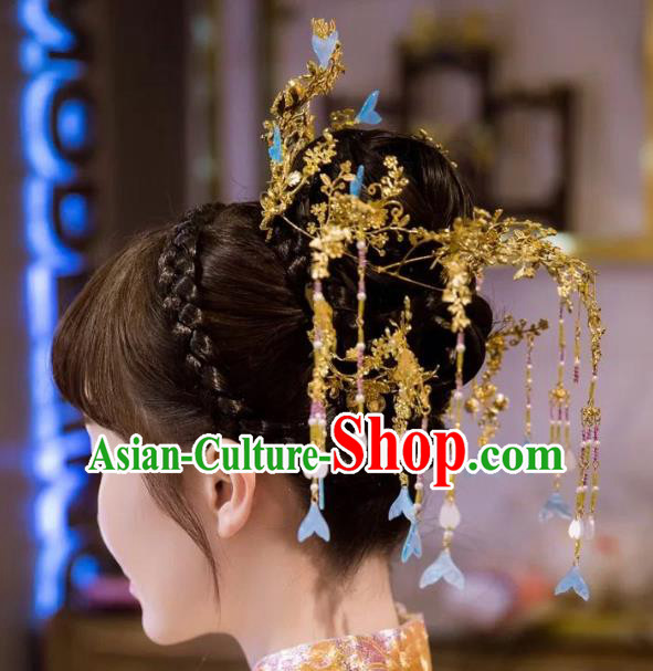 China Handmade Wedding Hair Jewelry Accessories Traditional Bride Mermaid Phoenix Coronet