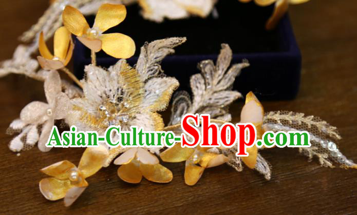 Chinese Classical Embroidered Flower Hair Sticks Hair Accessories Traditional Wedding Hairpins