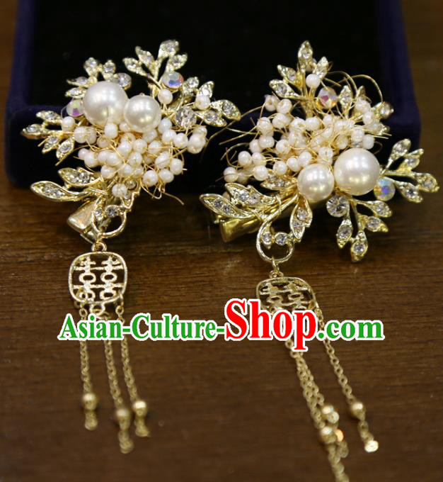 Chinese Wedding Golden Hair Sticks Classical Hair Accessories Traditional Xiuhe Suit Hairpins