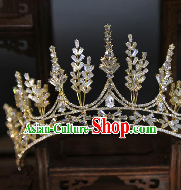 Top Grade Europe Princess Hair Accessories Golden Zircon Royal Crown