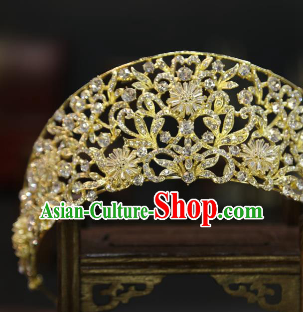 Top Grade Europe Princess Zircon Hair Accessories Wedding Golden Royal Crown