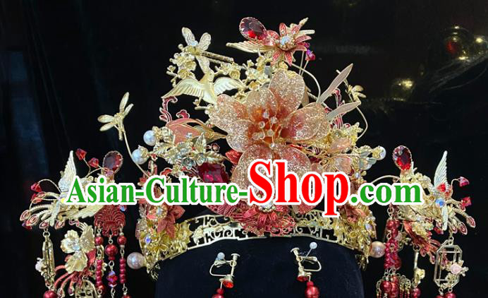 Chinese Traditional Hair Accessories Classical Flowers Hair Crown Wedding Xiuhe Suit Phoenix Coronet