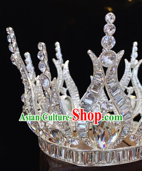 Top Grade Bride Crystal Accessories Europe Princess Wedding Hair Jewelry Handmade Round Argent Royal Crown