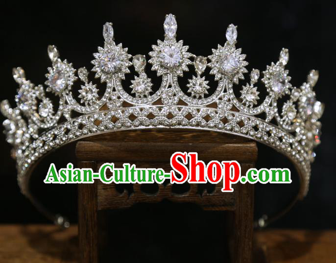 Top Europe Princess Hair Jewelry Handmade Bride Accessories Wedding Zircon Royal Crown