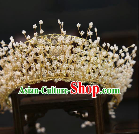 Top Grade Handmade Wedding Beads Royal Crown Europe Princess Hair Accessories Hair Clasp