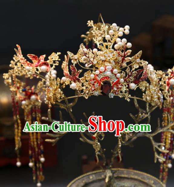 Chinese Wedding Hair Accessories Xiuhe Suit Hair Crown Traditional Bride Phoenix Coronet