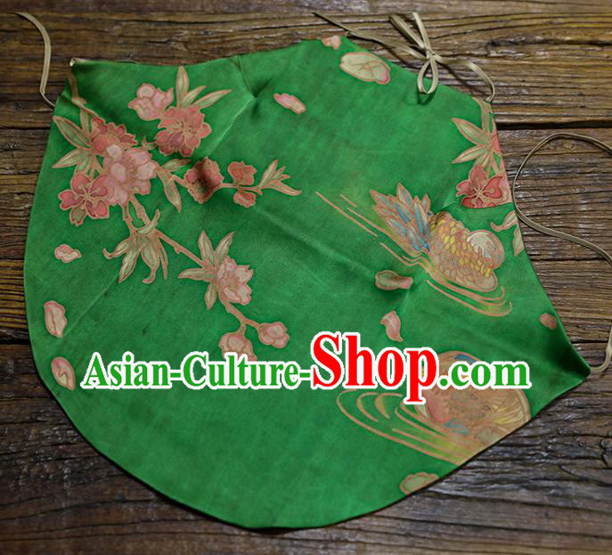 Chinese Classical Mandarin Duck Pattern Green Silk Bellyband Traditional Stomachers Costume