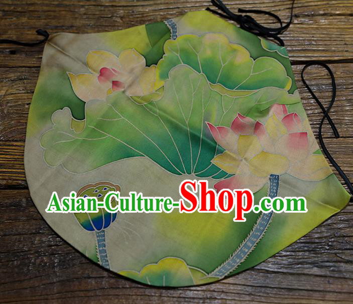 Chinese Classical Lotus Pattern Bellyband Traditional Green Silk Stomachers Costume