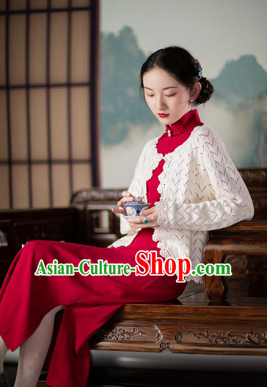 Chinese Traditional Costume National Silk Cheongsam Republic of China Wine Red Qipao Dress