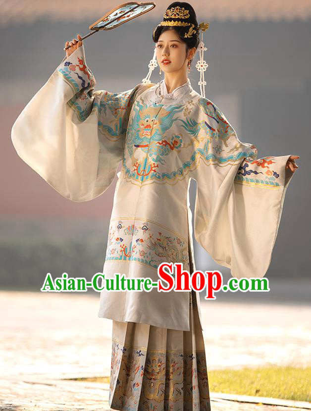 Traditional China Ming Dynasty Imperial Mistress Clothing Ancient Hanfu Dress Long Robe and Skirt Full Set