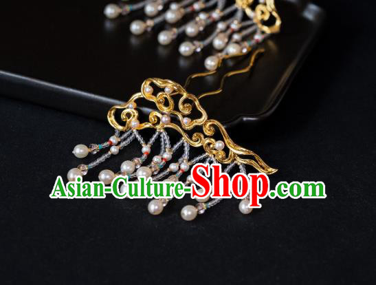 China Ancient Song Dynasty Empress Tassel Hair Sticks Hair Accessories Palace Lady Gilding Hairpins