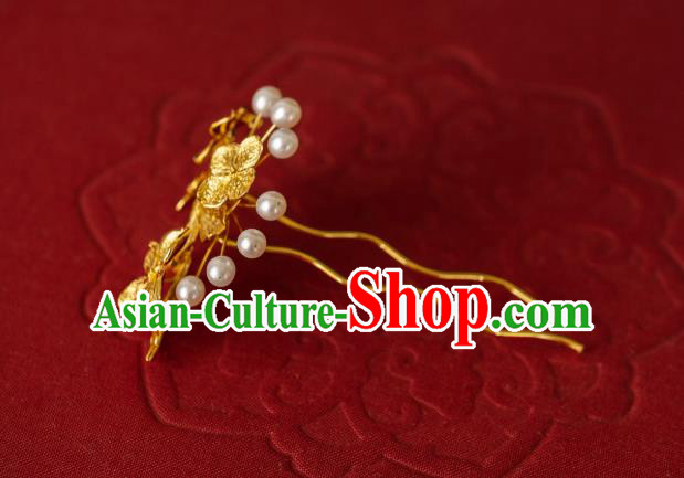 China Ancient Palace Lady Gilding Hydrangea Hairpins Song Dynasty Empress Hair Sticks Hair Accessories