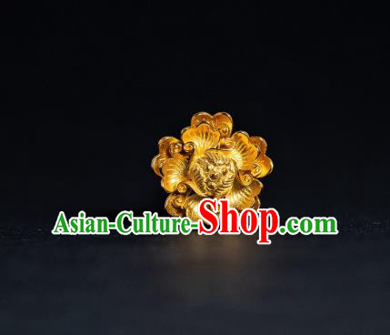 China Ancient Court Empress Hair Accessories Gilding Peony Hairpins Traditional Ming Dynasty Palace Hair Stick
