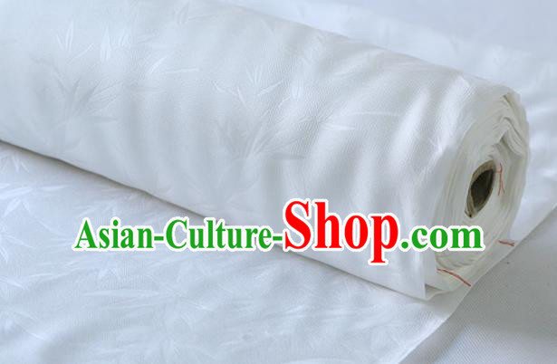 Chinese Traditional Bamboo Pattern Design White Silk Fabric Hanfu Cloth Asian Mulberry Silk Material