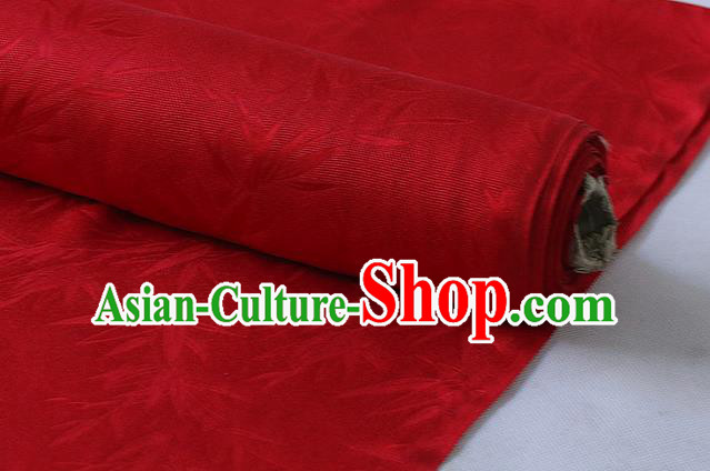 Asian Red Mulberry Silk Material Chinese Hanfu Cloth Traditional Bamboo Pattern Design Silk Fabric