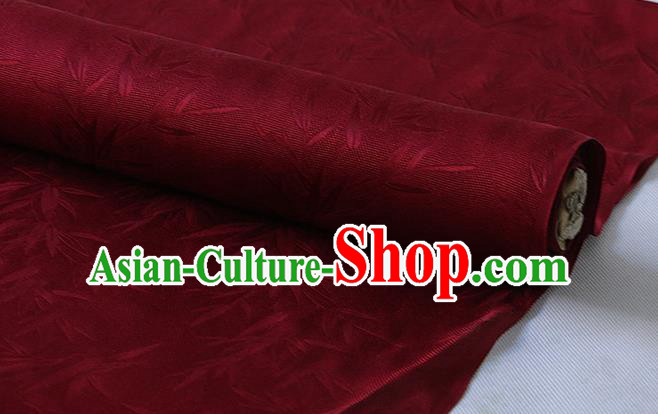 Asian Purplish Red Mulberry Silk Fabric Chinese Hanfu Cloth Traditional Bamboo Pattern Design Silk Drapery