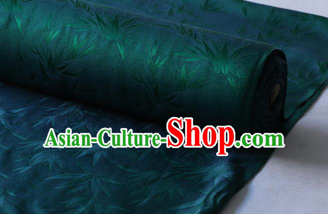 Asian Chinese Hanfu Cloth Traditional Bamboo Pattern Design Dark Green Silk Drapery Mulberry Silk Fabric