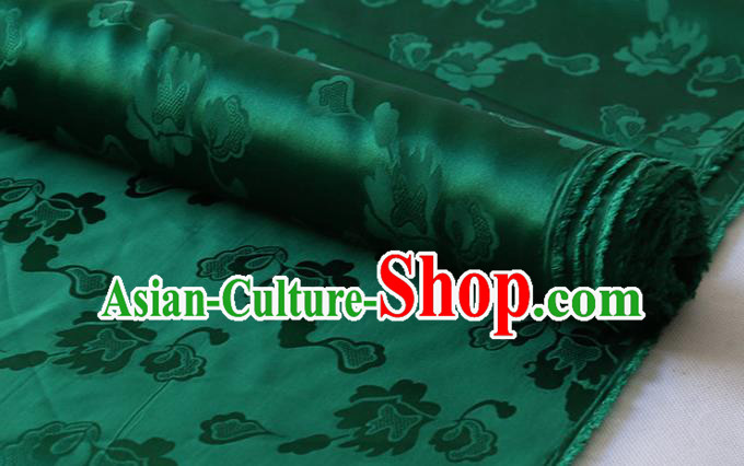 Asian Hanfu Satin Cloth Chinese Traditional Pattern Design Deep Green Silk Drapery Mulberry Silk Fabric